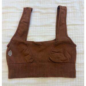 FP Movement Brown Good Karma Square-Neck Bra Size Small